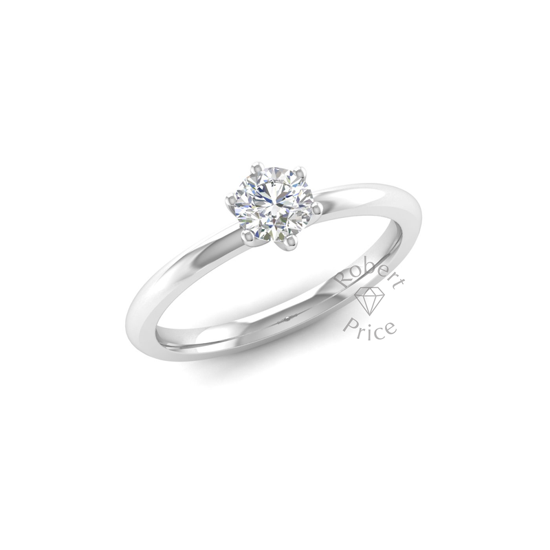 Petite Six Claw Engagement Ring in 18ct White Gold (0.4 ct.)