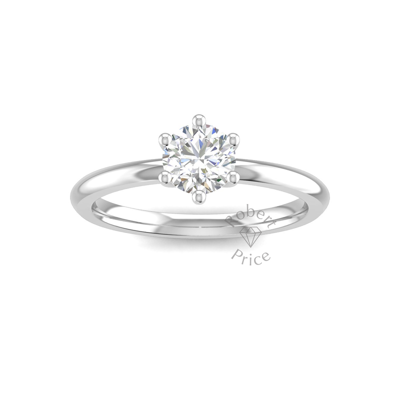Petite Six Claw Engagement Ring in 18ct White Gold (0.6 ct.)