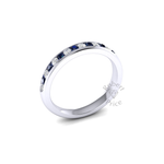 Channel Set Diamond & Sapphire Ring in Platinum (0.59 ct.)