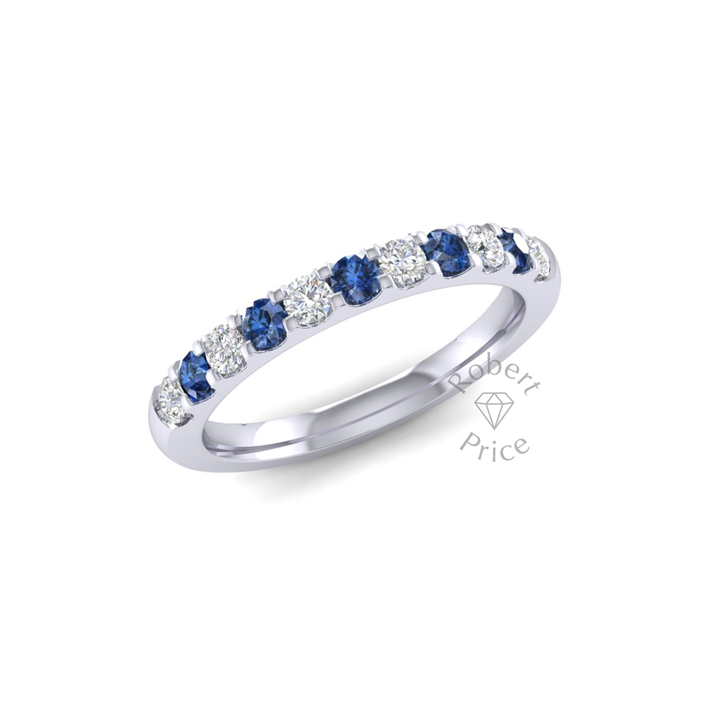 Claw Set Diamond & Sapphire Ring in Platinum (0.7 ct.)