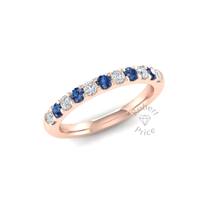 Claw Set Diamond & Sapphire Ring in 18ct Rose Gold (0.7 ct.)