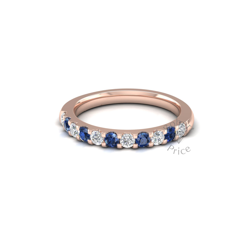 Claw Set Diamond & Sapphire Ring in 18ct Rose Gold (0.7 ct.)