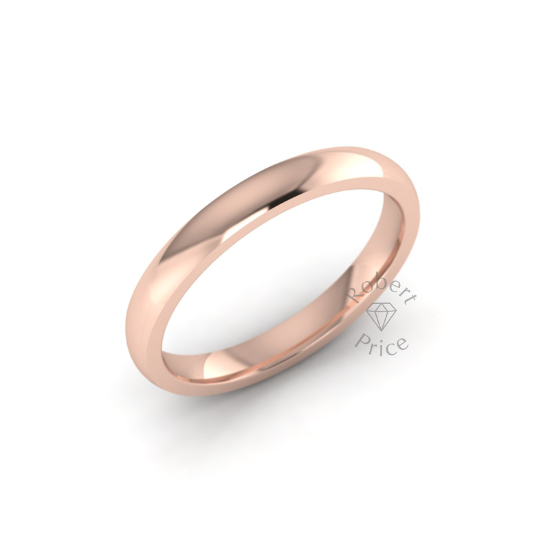 Classic Deluxe Wedding Ring in 18ct Rose Gold (3mm)