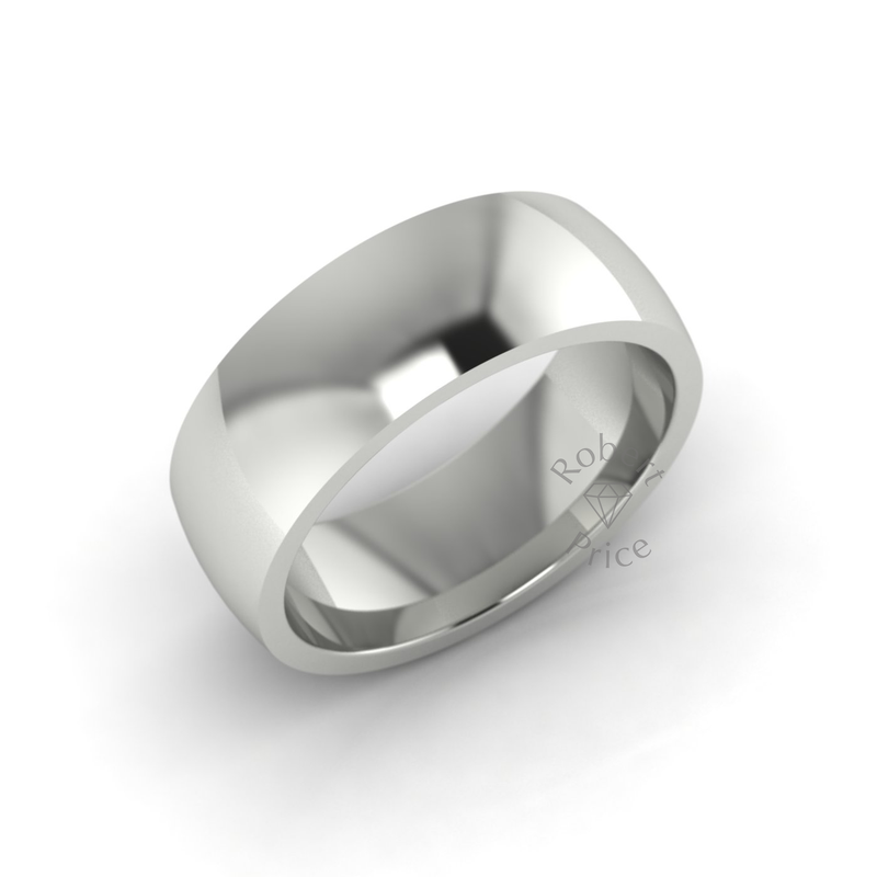 Classic Deluxe Wedding Ring in 18ct White Gold (8mm)