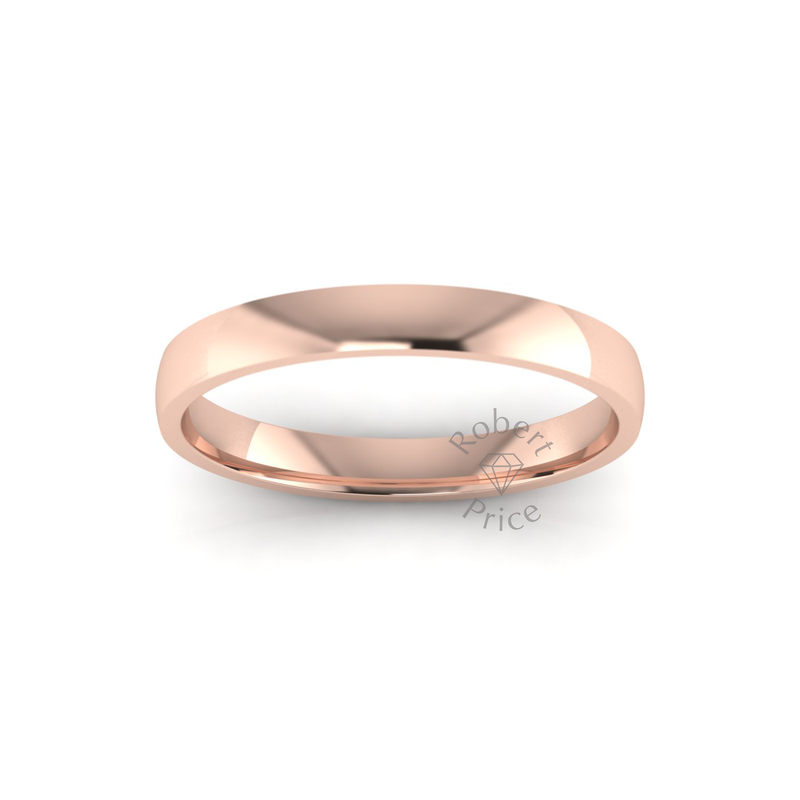 Classic Standard Wedding Ring in 18ct Rose Gold (3mm)