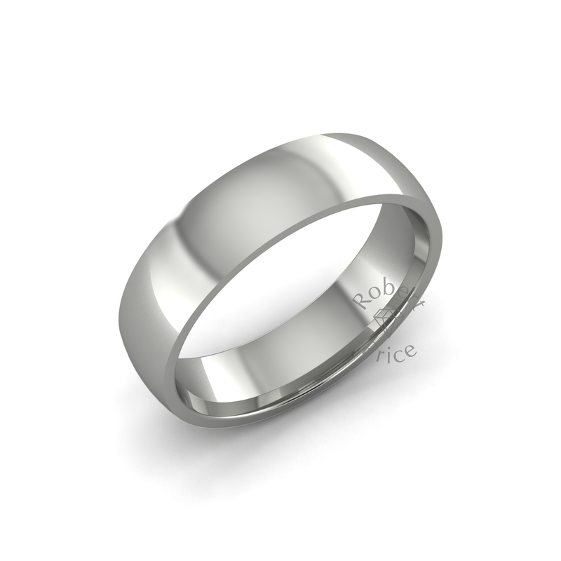 Classic Heavy Wedding Ring in 18ct White Gold (6mm)