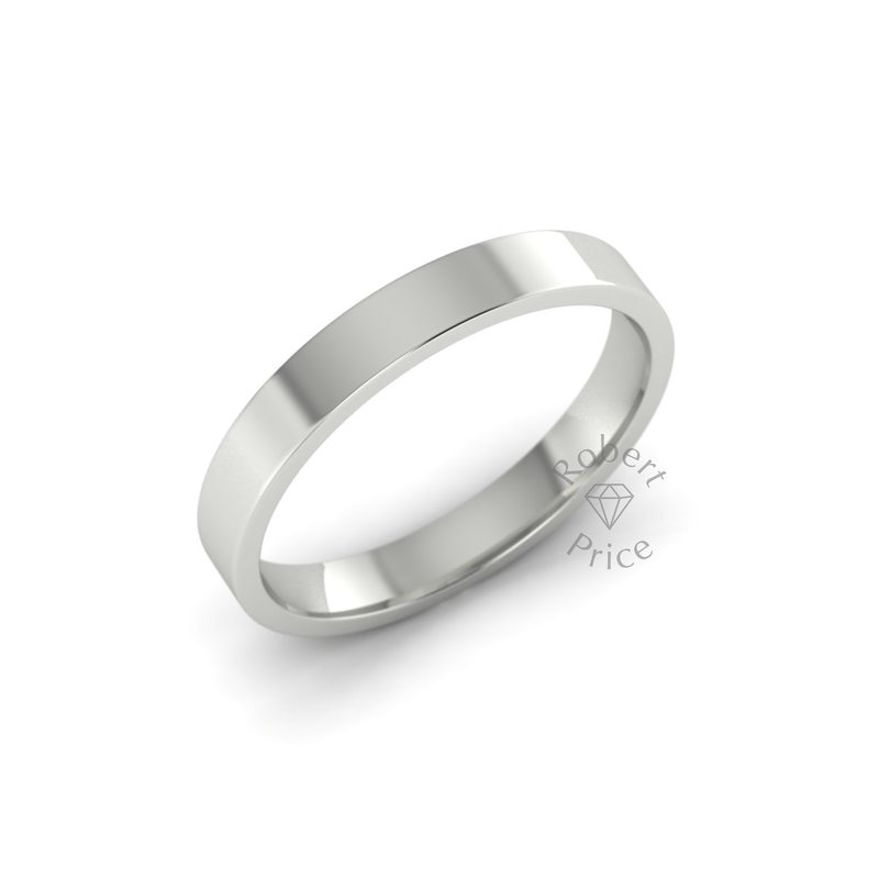 Flat Court Standard Wedding Ring in 18ct White Gold (3.5mm)