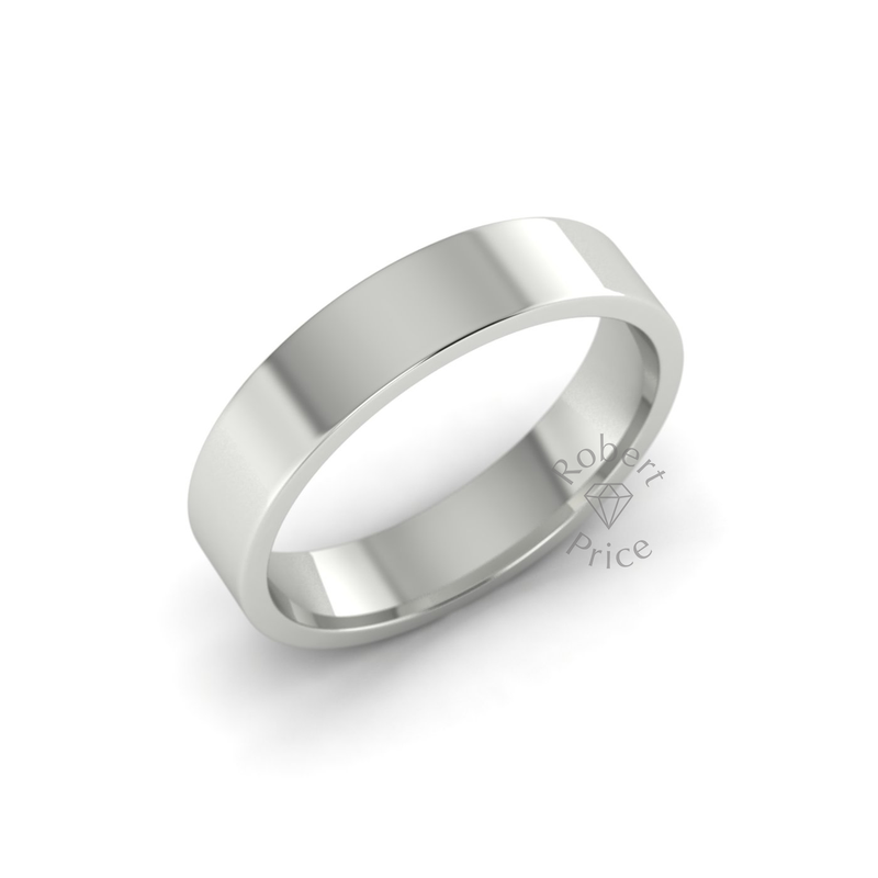 Flat Court Standard Wedding Ring in 18ct White Gold (5mm)