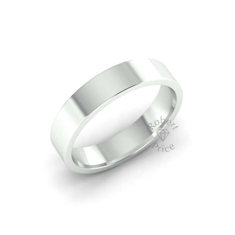 Flat Court Standard Wedding Ring in 9ct White Gold (5mm)