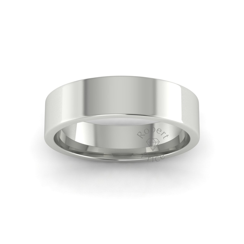 Flat Court Standard Wedding Ring in 18ct White Gold (6mm)