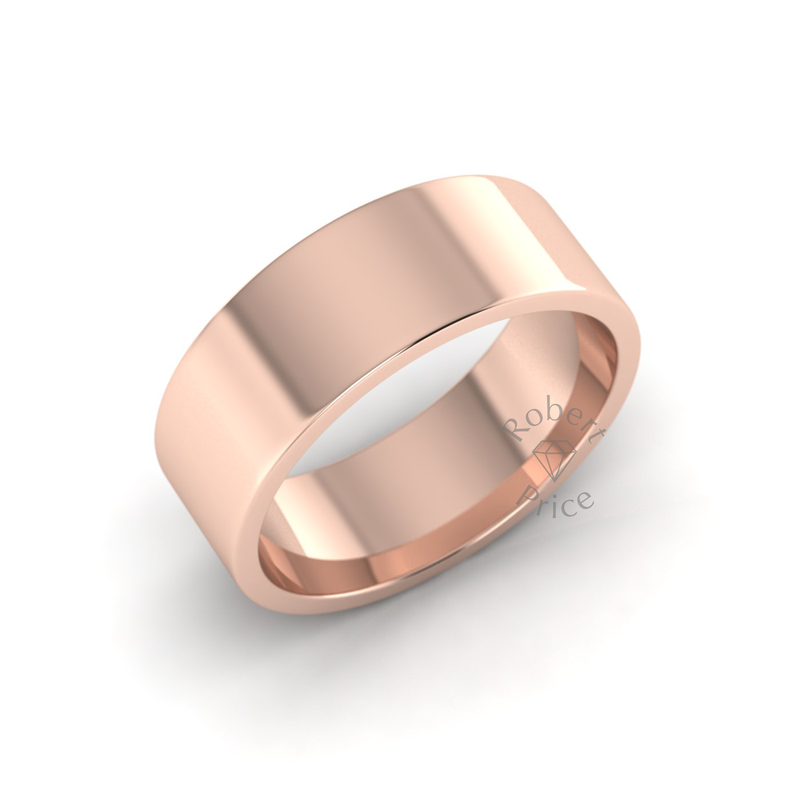 Flat Court Standard Wedding Ring in 18ct Rose Gold (8mm)