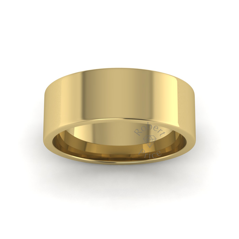 Flat Court Standard Wedding Ring in 9ct Yellow Gold (8mm)