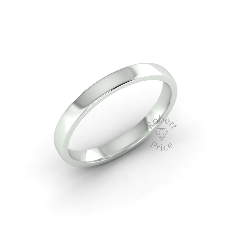 Soft Court Standard Wedding Ring in 9ct White Gold (3mm)
