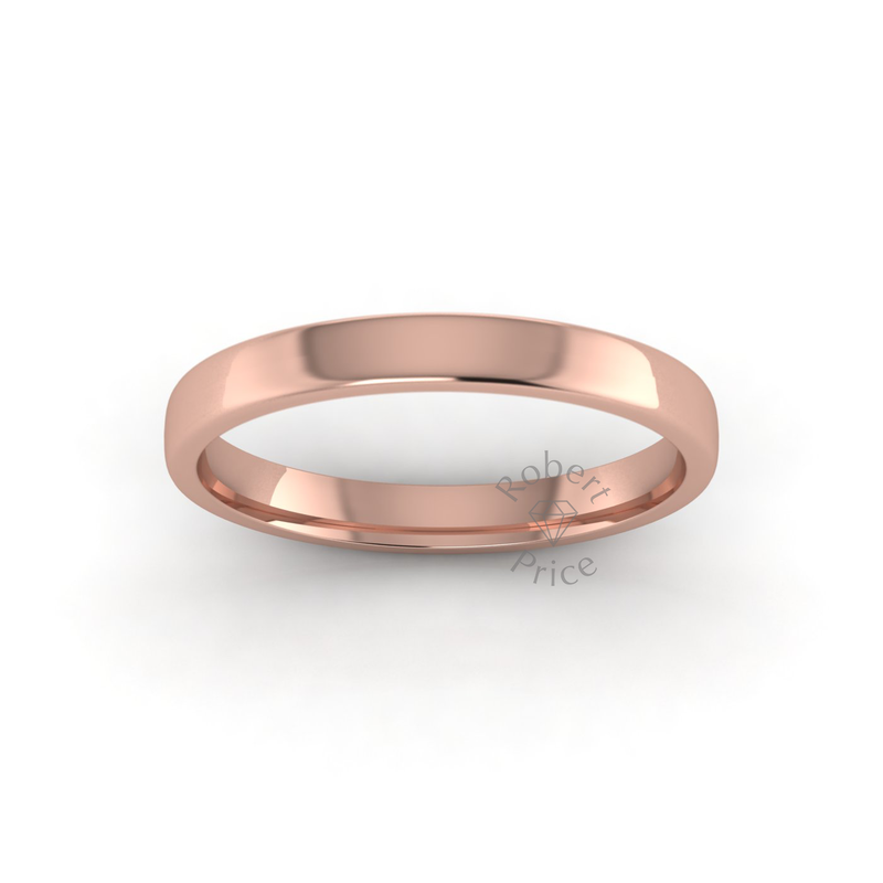 Soft Court Standard Wedding Ring in 9ct Rose Gold (3mm)