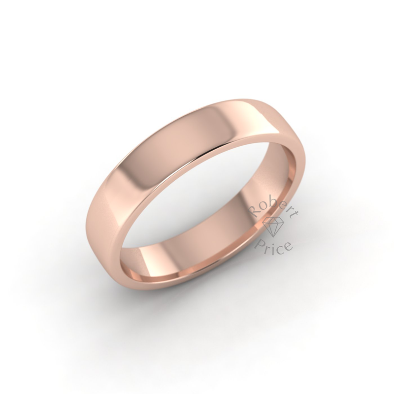 Soft Court Standard Wedding Ring in 18ct Rose Gold (5mm)