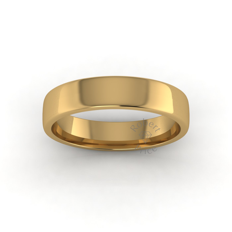 Soft Court Standard Wedding Ring in 18ct Yellow Gold (5mm)