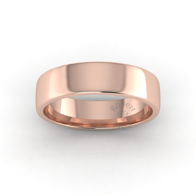 Soft Court Standard Wedding Ring in 18ct Rose Gold (6mm)