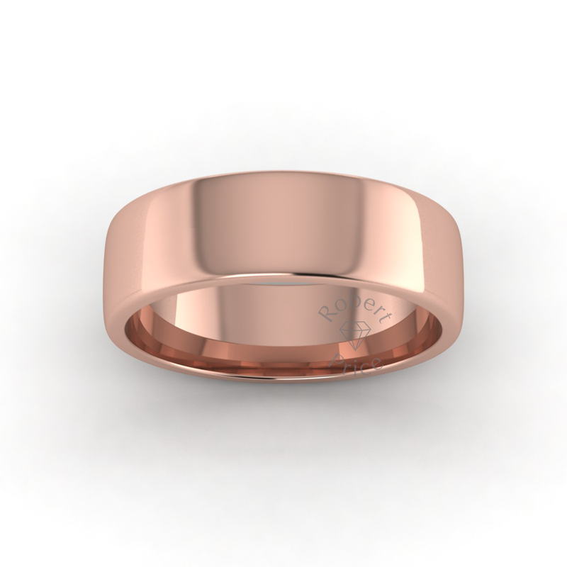 Soft Court Standard Wedding Ring in 9ct Rose Gold (7mm)