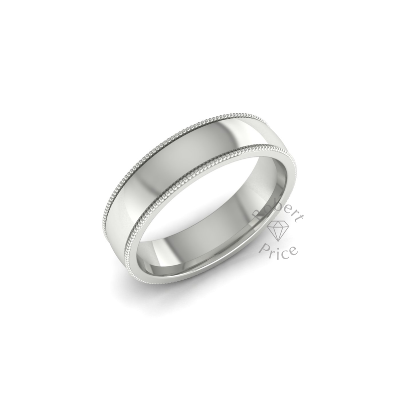 Millgrain Wedding Ring in 18ct White Gold (5mm)