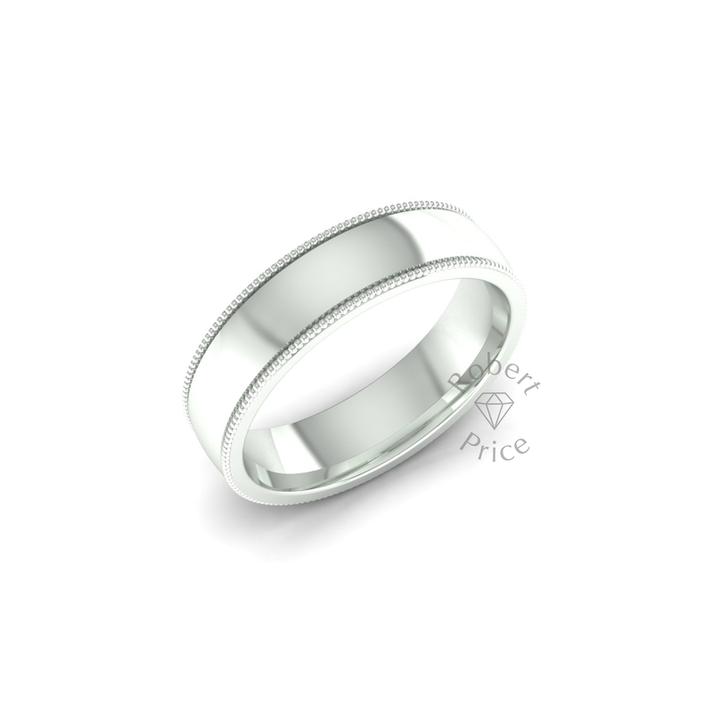 Millgrain Wedding Ring in 9ct White Gold (5mm)
