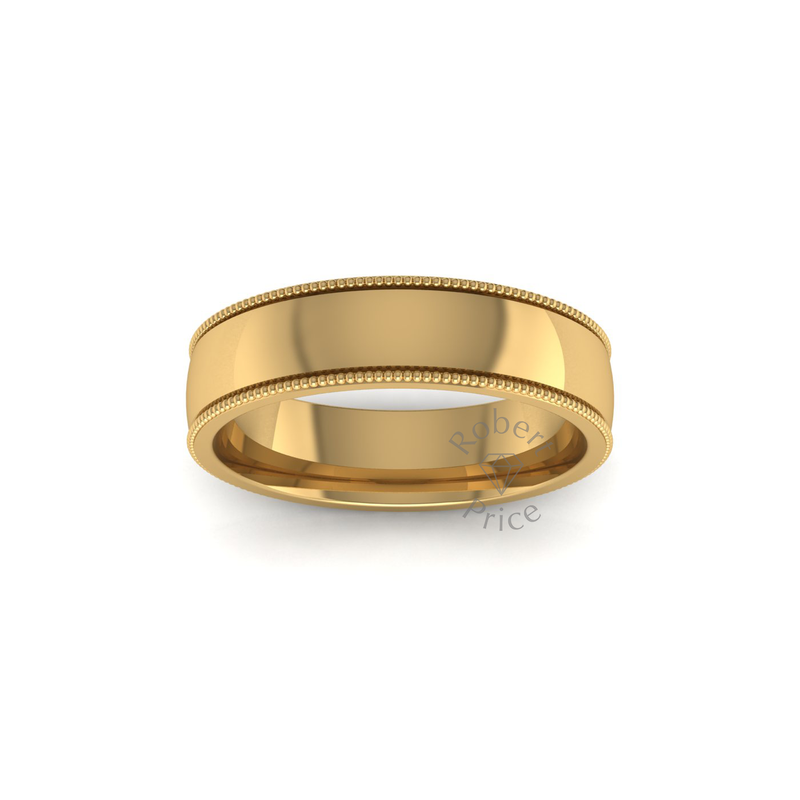 Millgrain Wedding Ring in 18ct Yellow Gold (5mm)