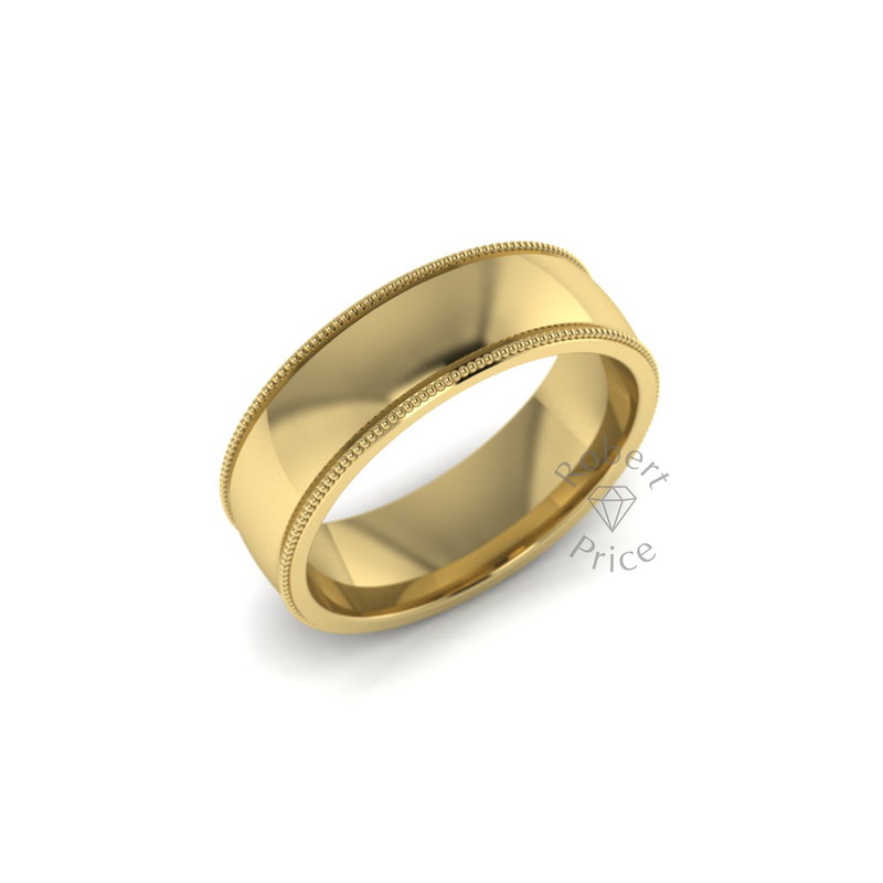 Millgrain Wedding Ring in 9ct Yellow Gold (6mm)