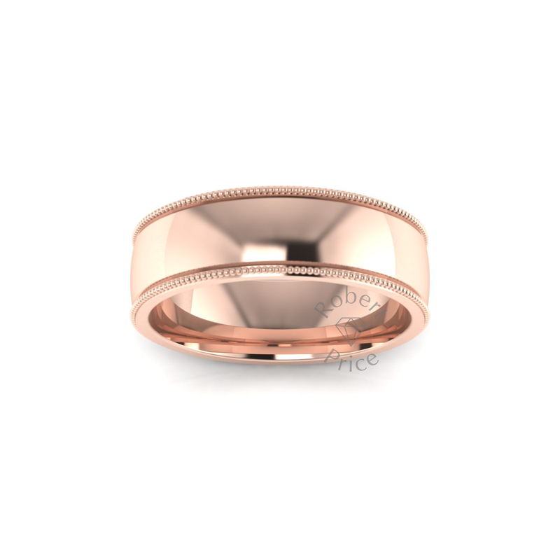 Millgrain Wedding Ring in 18ct Rose Gold (6mm)