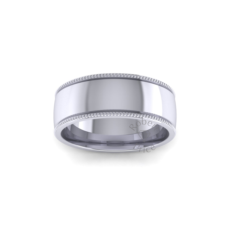Millgrain Wedding Ring in Platinum (7mm)