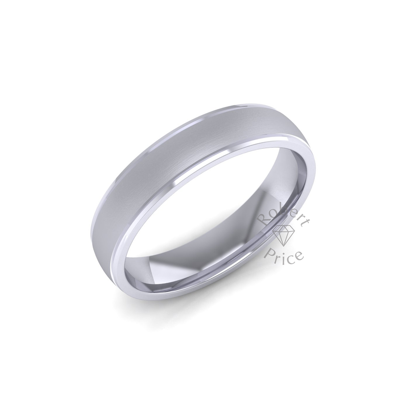 Two Tone Grooved Wedding Ring in Platinum (5mm)