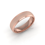 Two Tone Grooved Wedding Ring in 18ct Rose Gold (6mm)