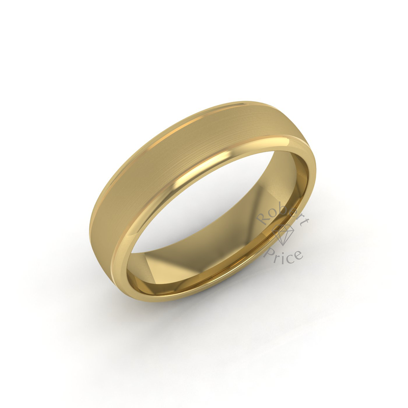 Two Tone Grooved Wedding Ring in 9ct Yellow Gold (6mm)