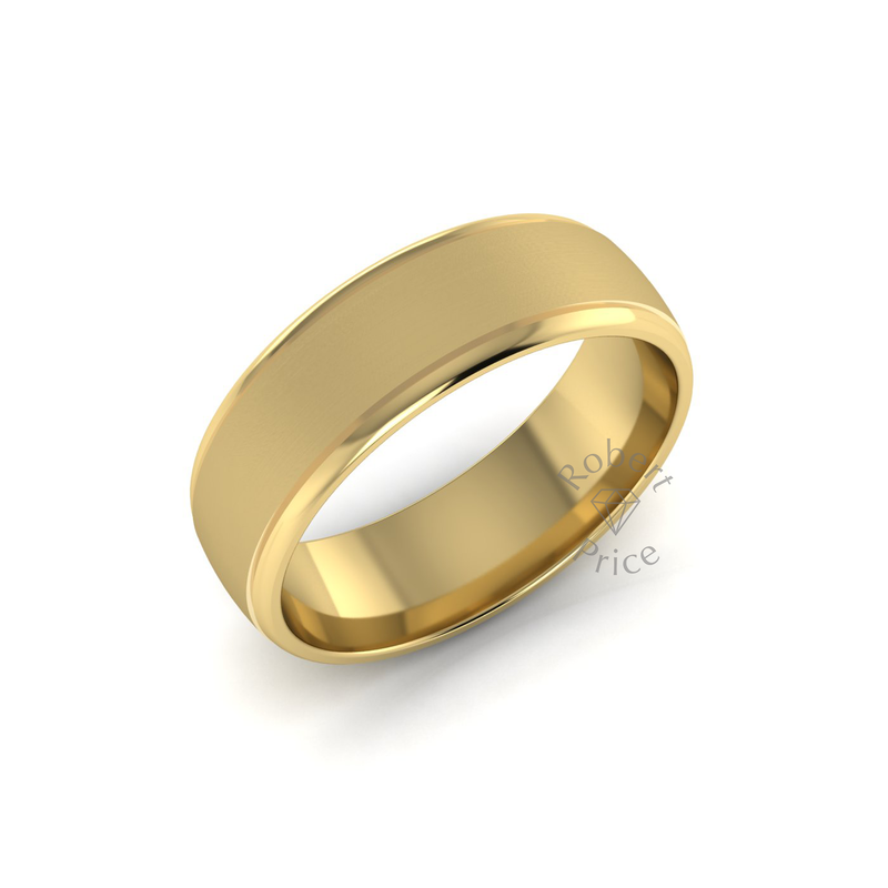 Two Tone Grooved Wedding Ring in 9ct Yellow Gold (7mm)