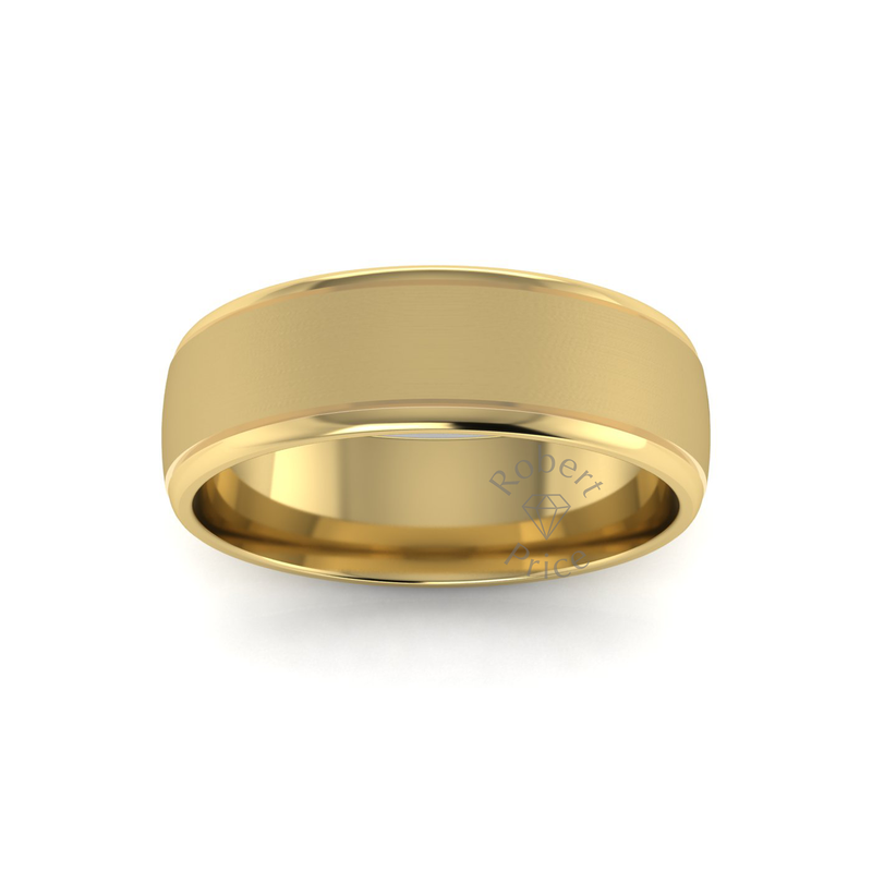 Two Tone Grooved Wedding Ring in 9ct Yellow Gold (7mm)