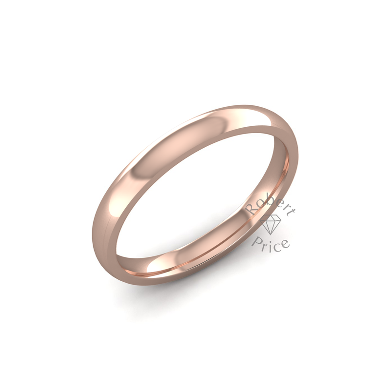 Classic Heavy Wedding Ring in 18ct Rose Gold (2.5mm)