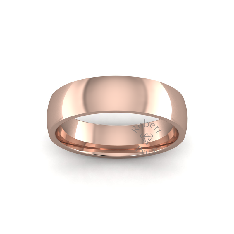 Classic Heavy Wedding Ring in 18ct Rose Gold (5mm)