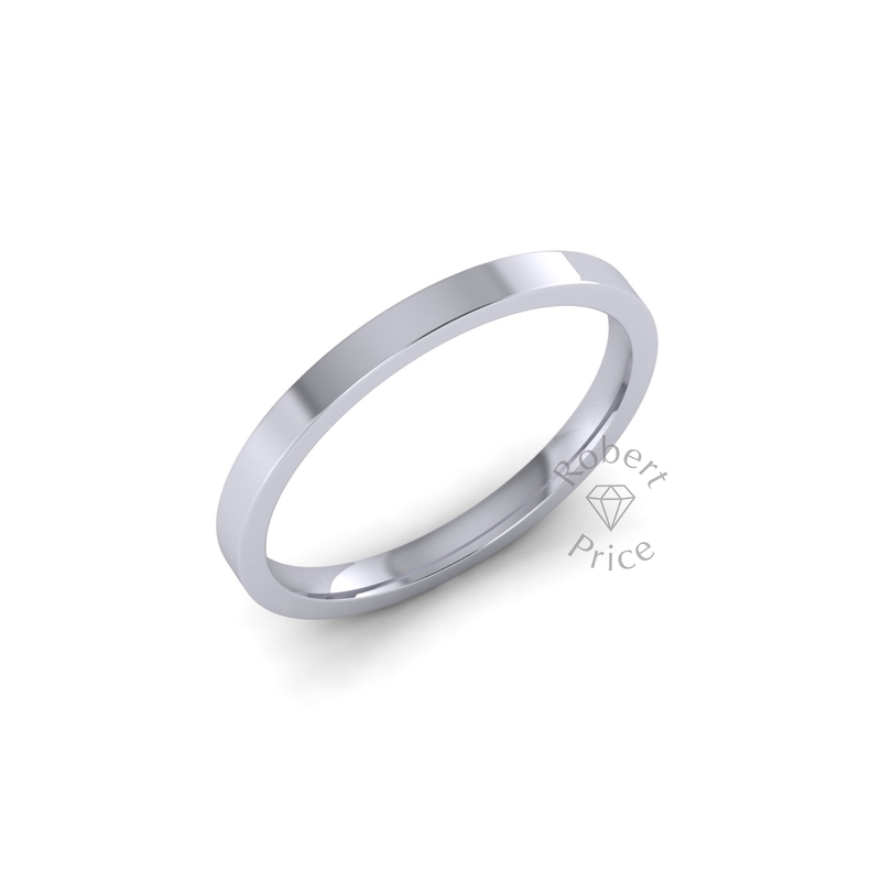 Flat Court Standard Wedding Ring in Platinum (2mm)