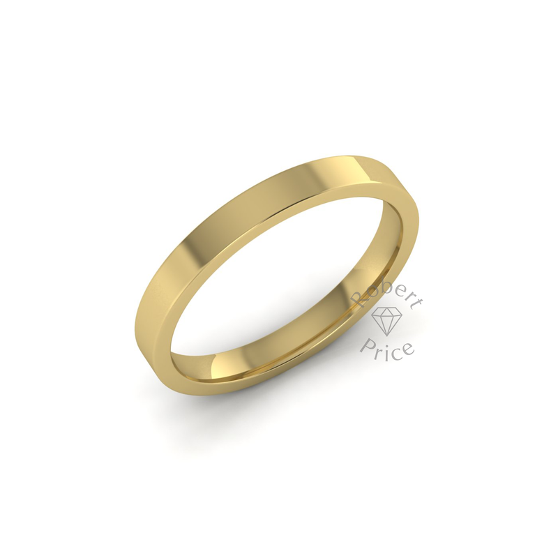 Flat Court Standard Wedding Ring in 9ct Yellow Gold (2.5mm)