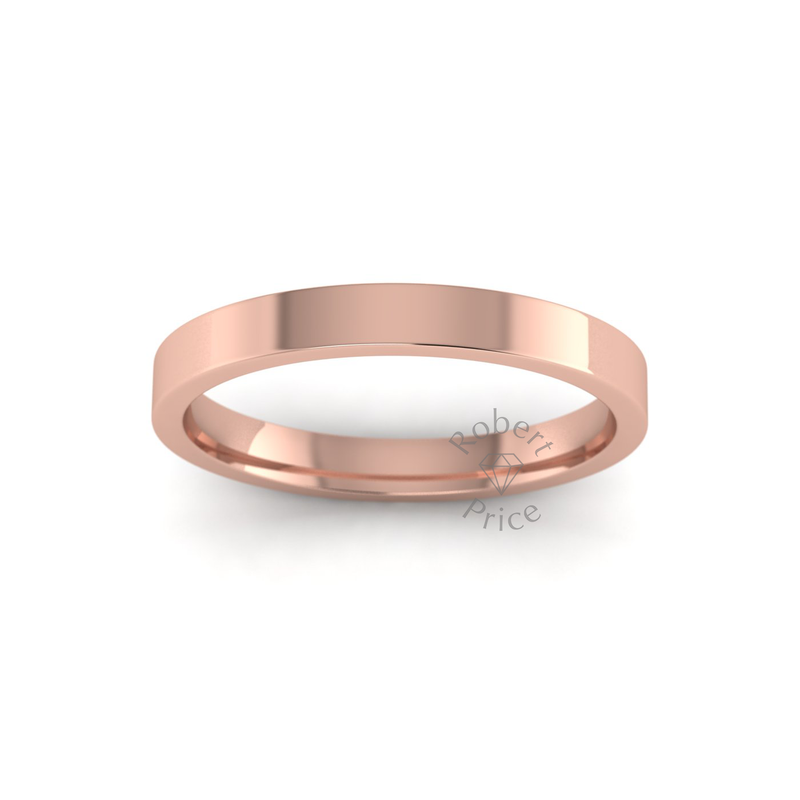 Flat Court Standard Wedding Ring in 9ct Rose Gold (2.5mm)