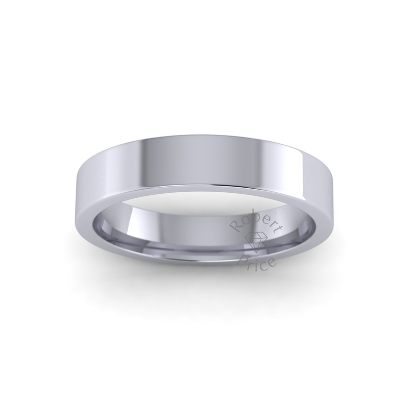 Flat Court Standard Wedding Ring in Platinum (4mm)