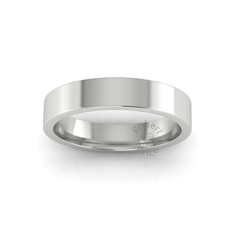 Flat Court Standard Wedding Ring in 18ct White Gold (4mm)