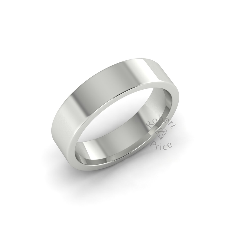 Flat Court Standard Wedding Ring in 18ct White Gold (5mm)