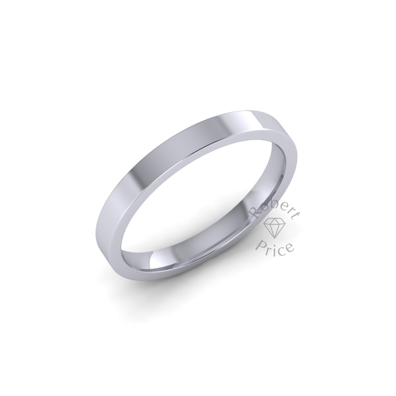 Flat Court Heavy Wedding Ring in Platinum (2.5mm)