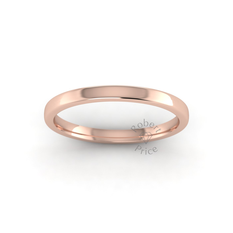 Soft Court Standard Wedding Ring in 18ct Rose Gold (2mm)