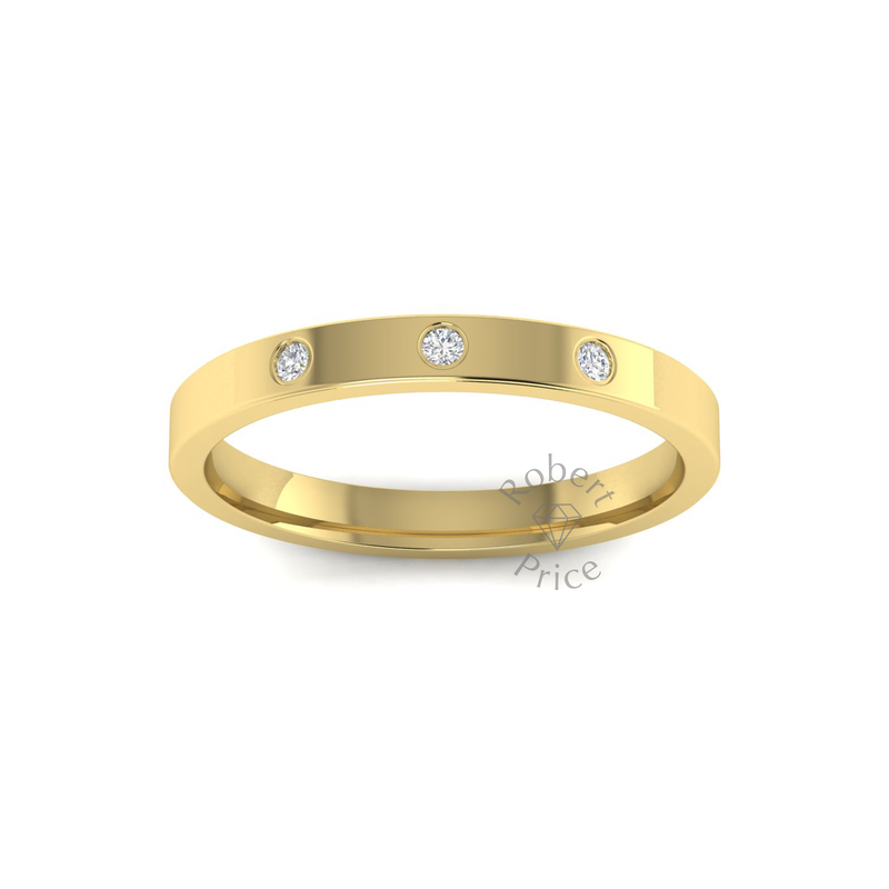 Spaced Flat Court Diamond Ring in 9ct Yellow Gold (2.5mm)