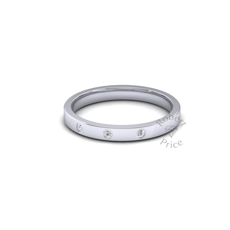 Spaced Flat Court Diamond Ring in 9ct White Gold (2.5mm)