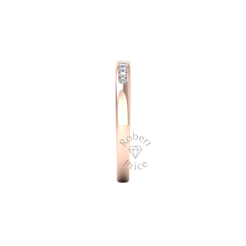 Channel Set Soft Court Diamond Ring in 18ct Rose Gold (0.18 ct.)