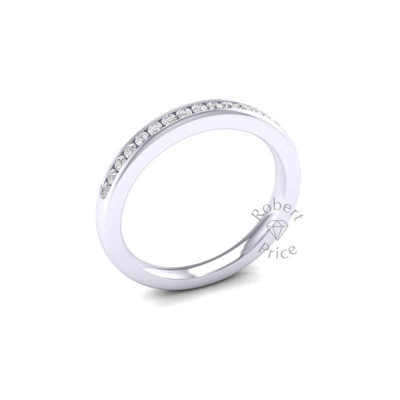 Channel Set Soft Court Diamond Ring in 18ct White Gold (0.255 ct.)