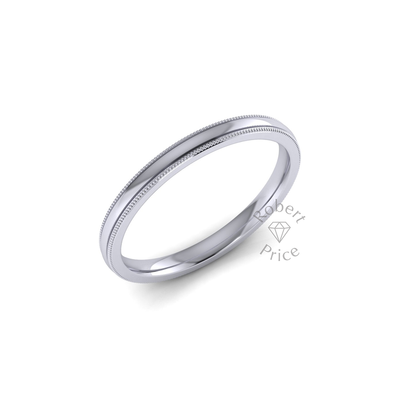 Millgrain Wedding Ring in Platinum (2mm)