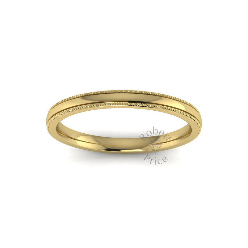 Millgrain Wedding Ring in 9ct Yellow Gold (2mm)