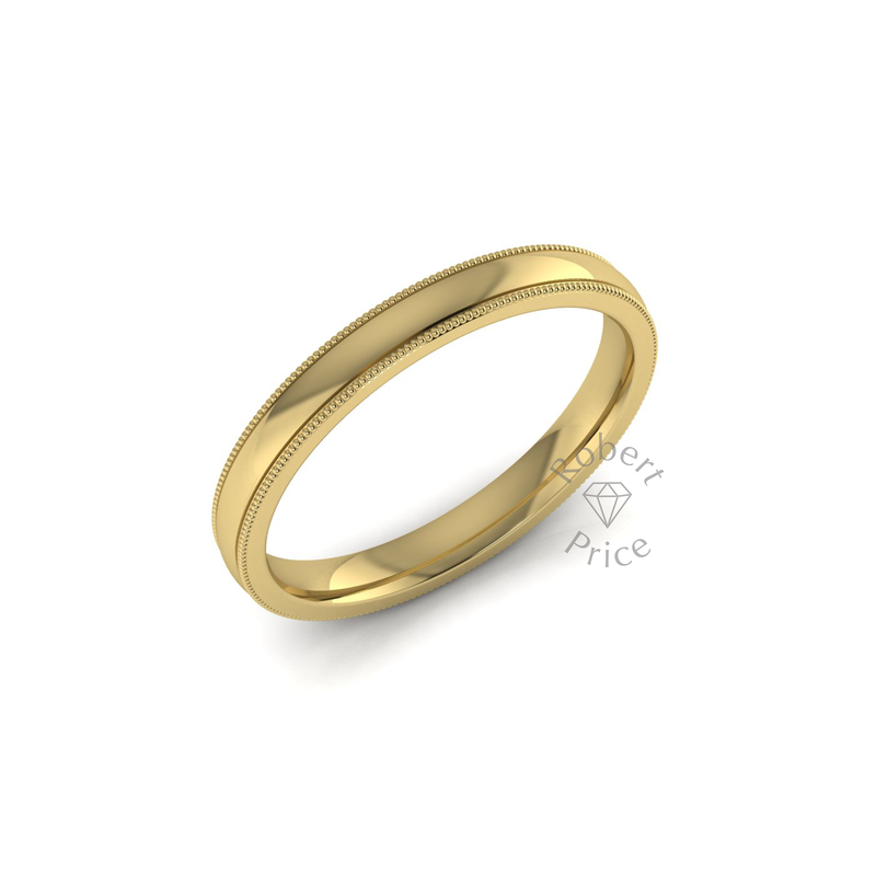 Millgrain Wedding Ring in 9ct Yellow Gold (2.5mm)